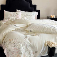 Thumbnail for Rose Chic Butterfly Flowers Wedding Embroidery, 100% Cotton Duvet Cover Bedding Set