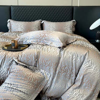 Thumbnail for Silver Gray Jacquard Luxury Soft Silky Duvet Cover, Egyptian Cotton 1000TC Bedding Set