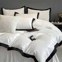 Thumbnail for Pearl White Black Luxury Egyptian Cotton Hotel Style Bedding Set