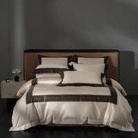 Thumbnail for Premium Champagne Black Trim Luxury 1000TC Egyptian Cotton Soft Bedding Set