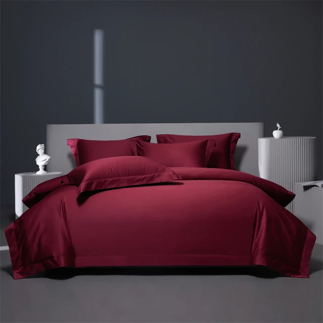 Luxury Burgundy Red Grey 1200TC Egyptian Cotton Soft Silky Bedding Set