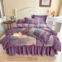 Thumbnail for Vintage Pastoral Country Pure Cotton Double Layer Yarn Pleat Ruffles Bedding Set