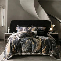Thumbnail for Luxury Vintage Contrast Painting Print Lyocell Cotton Soft Silky Bedding Set
