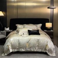 Thumbnail for Luxury Gold Satin European Jacquard Egyptian Cotton 1000TC Bedding Set