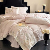 Thumbnail for Rose Chic Butterfly Flowers Wedding Embroidery, 100% Cotton Duvet Cover Bedding Set