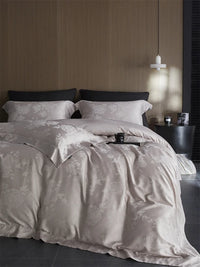 Thumbnail for Luxury Dark Gray Vintage Jacquard Lyocell Soft Silky Duvet Cover Bedding Set