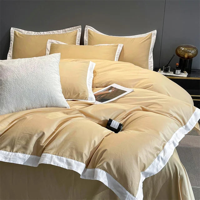 Pearl White Black Luxury Egyptian Cotton Hotel Style Bedding Set