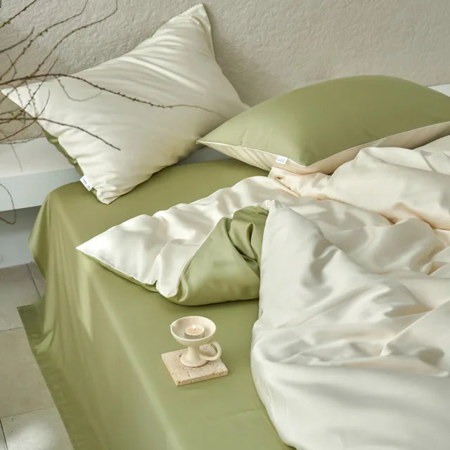 Green Gray Soft Silky Skin-friendly Lyocell Eucalyptus Fiber Bedding Set