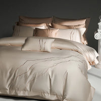 Thumbnail for Luxury Gold European Embroidery Duvet Cover, 1400TC Satin Egyptian Cotton Bedding Set