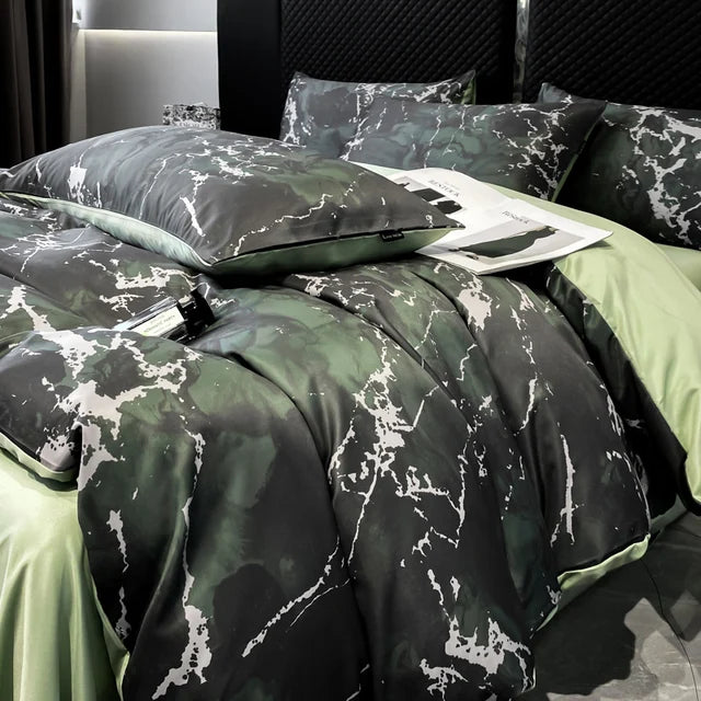 Modern Black and White Marble Pattern Duvet Cover Set