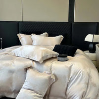 Thumbnail for Silver Gray Jacquard Luxury Soft Silky Duvet Cover, Egyptian Cotton 1000TC Bedding Set