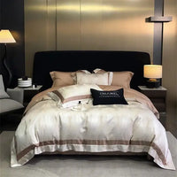 Thumbnail for Luxury Gold Satin European Jacquard Egyptian Cotton 1000TC Bedding Set