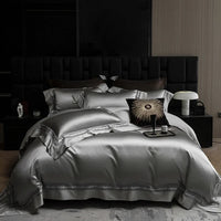 Thumbnail for Modern White 1000TC Egyptian Cotton Bedding Set Ensemble with Lace Details