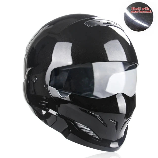 Retro Black Silver Motorcycle Helmets Moto Sport