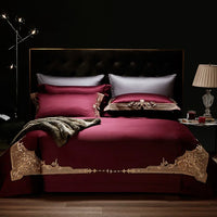 Thumbnail for Luxurious White Gold Embroidered Satin Egyptian Cotton 1000TC Bedding Set