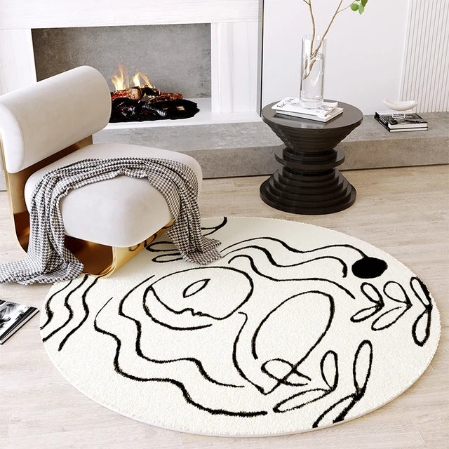 Modern Luxury Plush Round Carpet Rug Living Room Decoration Non-slip Soft