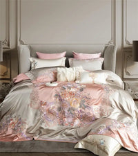 Thumbnail for Victorian Pink Peony Flowers 1000TC Cotton Satin Patchwork Bedding Set