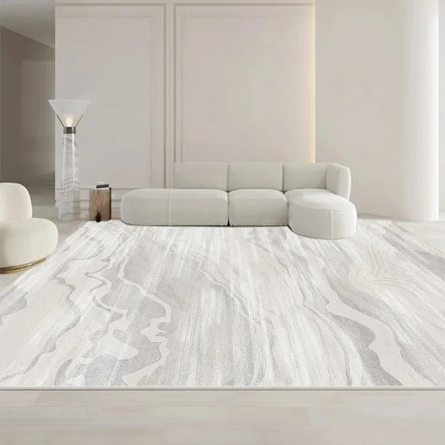 Minimalist White Gray Large Area Rug Carpet Refreshing Bedroom