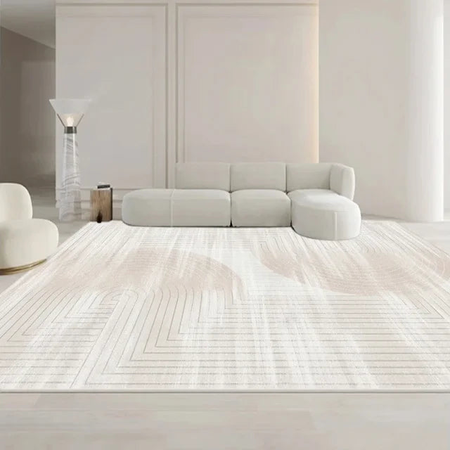 Minimalist White Gray Large Area Rug Carpet Refreshing Bedroom