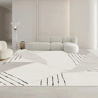 Thumbnail for Minimalist White Gray Large Area Rug Carpet Refreshing Bedroom