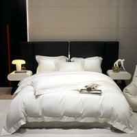 Thumbnail for Luxurious White Grey Hotel Style Duvet Cover Set, 600TC Egyptian Cotton Bedding Set