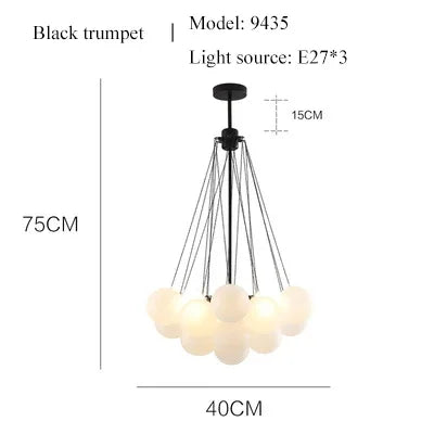 Cozy Gold Black Frosted Glass Ball LED Pendant Lighting Room Decor Chandeliers Indoor