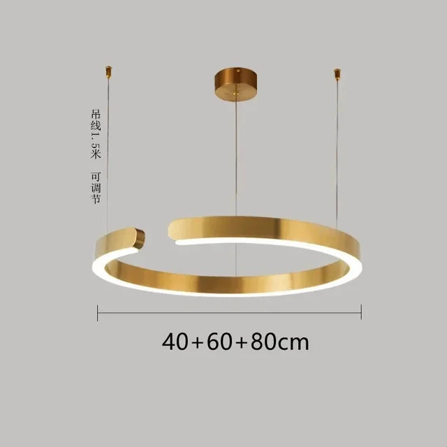 Modern Scandinavian Rose Gold Ring Led Pendant Lighting Dimmable Chandelier Home Decorate