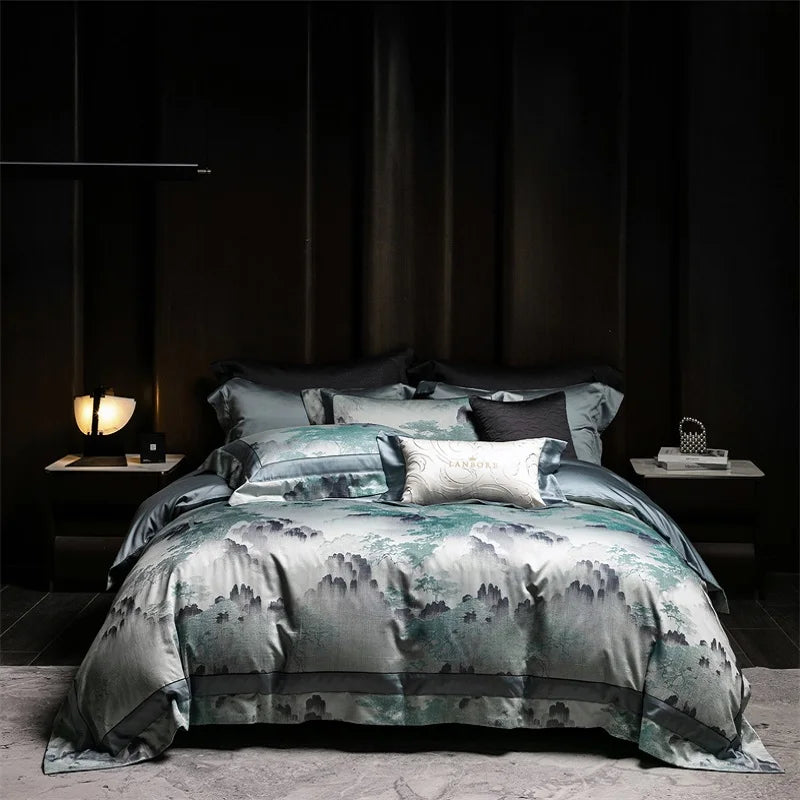 American Vintage Baroque Soft Silky Jacquard Egyptian Cotton 1000TC Bedding Set