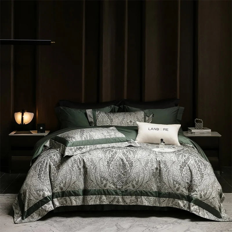 American Vintage Baroque Soft Silky Jacquard Egyptian Cotton 1000TC Bedding Set