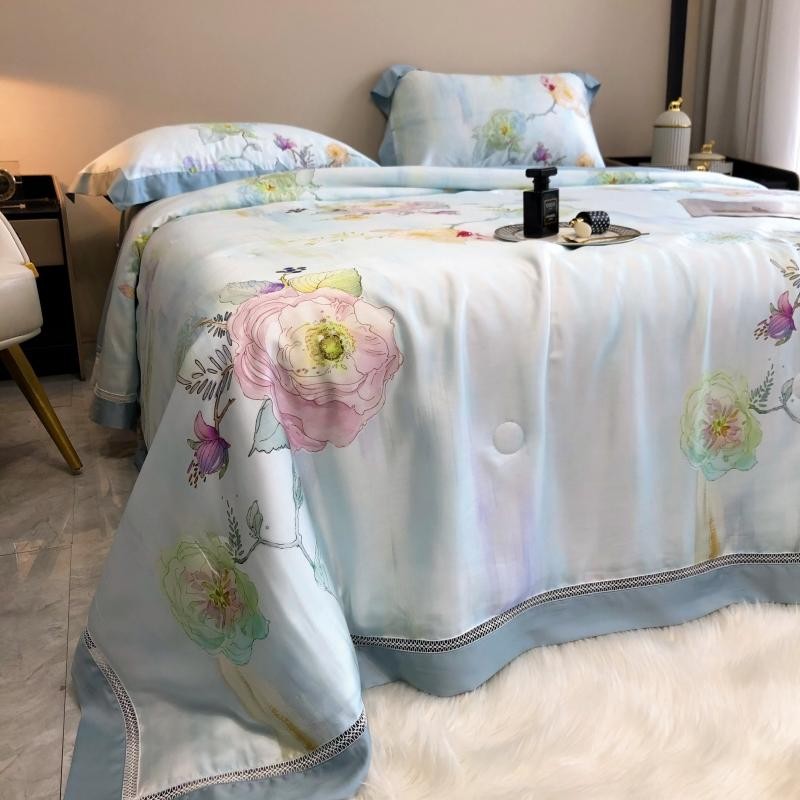 Luxury Pink White Rose Floral Silky Soft Breathable Wedding Duvet Cover, Bamboo Fiber 600TC Bedding Set