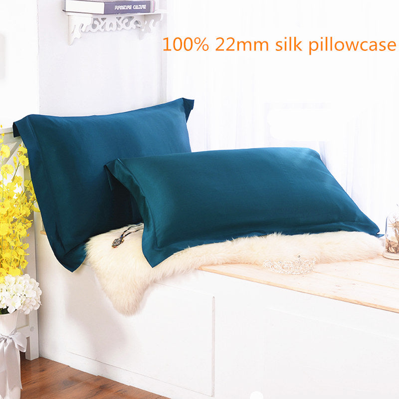 Peacock blue 100% Nature Envelope Silk Pillowcase 1Pcs Standard Queen King Size A21