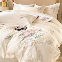 Thumbnail for Vintage Chic Flowers Embroidery Cotton 400TC Long Staple Duvet Cover Bedding Set