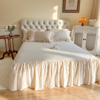 Thumbnail for Classic French Princess Flower Embroidery Ruffle Girls Duvet Cover, 100% Cotton Bedding Set