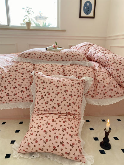 Pink White Rose Vintage French Vintage Kids Girls Duvet Cover Bedding Set