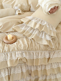 Thumbnail for Romantic Europe Princess Cotton Pleat Ruffles Wedding Girl Bedding Set