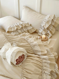 Thumbnail for Romantic Europe Princess Cotton Pleat Ruffles Wedding Girl Bedding Set