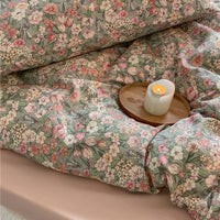 Thumbnail for Vintage French Pastoral Flowers Garden Girl Duvet Cover Set, 100% Cotton Bedding Set