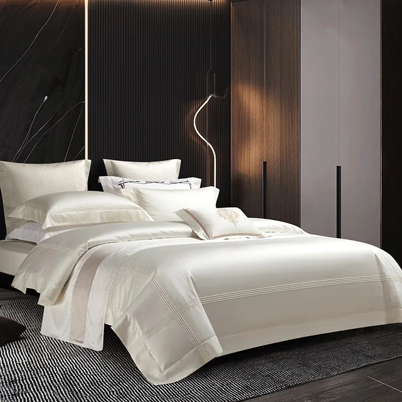 Red White Luxury Egyptian Cotton 800TC Hotel Style Silky Duvet Cover Bedding Set