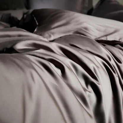 Black Dark Blue Smooth Premium Duvet Cover Set 600TC Eucalyptus Bamboo Fiber Silk Bedding Set