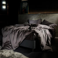 Thumbnail for Black Dark Blue Smooth Premium Duvet Cover Set 600TC Eucalyptus Bamboo Fiber Silk Bedding Set