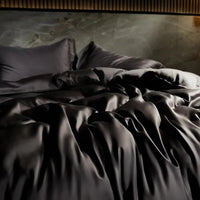 Thumbnail for Black Dark Blue Smooth Premium Duvet Cover Set 600TC Eucalyptus Bamboo Fiber Silk Bedding Set