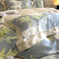 Thumbnail for Premium Big Rose Bloom Flower Pattern Silky Duvet Cover Set, 100% Tencel Bedding Set