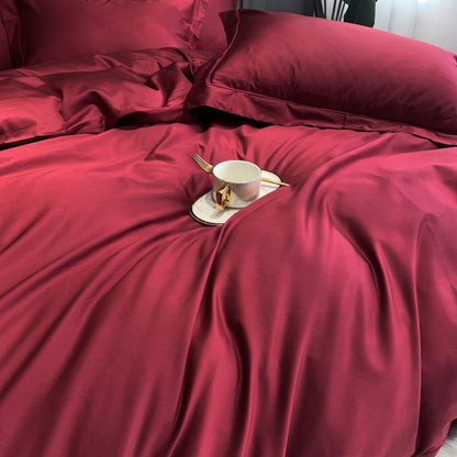 Red Burgundy Luxury Egyptian Cotton 1000TC Soft Silky Duvet Cover Bedding Set