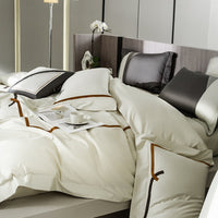 Thumbnail for White Brown Striped European Hotel Grade Duvet Cover, 1000TC Egyptian Cotton Bedding Set