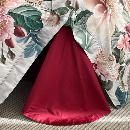 Premium Flower Digital Printing Luxury Linen Soft Duvet Cover Set, 1000TC Egyptian Cotton Bedding Set