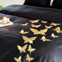 Thumbnail for Black Gold Butterfly Luxury Europe Embroidery Soft Duvet Cover Set, 1000TC Egyptian Cotton Bedding Set