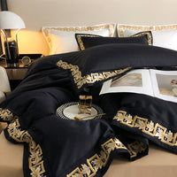 Thumbnail for Premium Black Gold European Contemporary Duvet Cover Set, 1000TC Egyptian Cotton Bedding Set