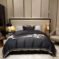 Thumbnail for Luxury Black Gold European American Style Embroidery Duvet Cover Set, 1000TC Egyptian Cotton Bedding Set