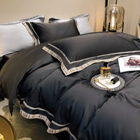 Thumbnail for Luxury Black Gold European American Style Embroidery Duvet Cover Set, 1000TC Egyptian Cotton Bedding Set