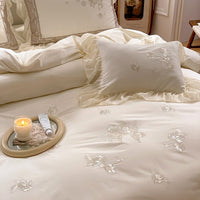 Thumbnail for Brown Luxury Princess Palace Europe Lace Ruffles Flowers Duvet Cover, Egyptian Cotton 1000TC Bedding Set